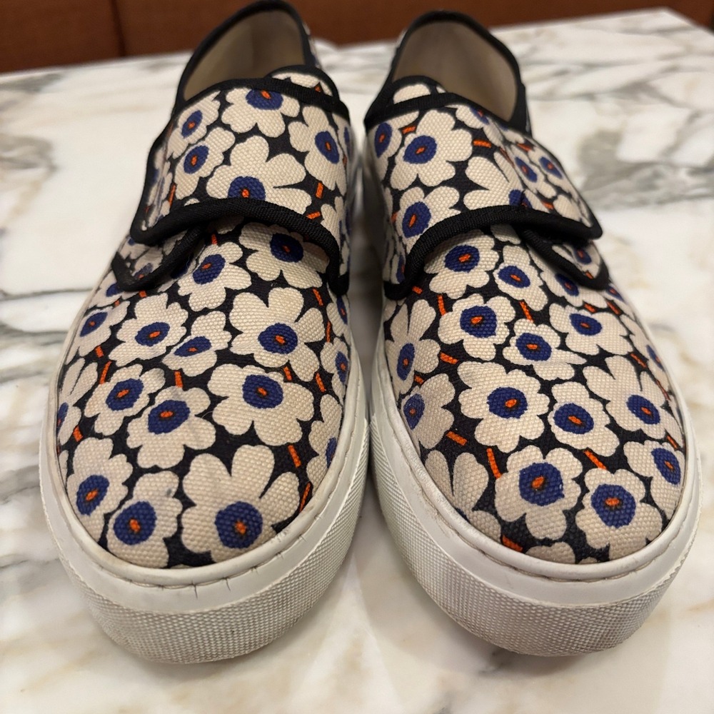 Marimekko Marka Mini 'Unikko' Iconic Poppy Velcro Sneakers Size 39 - Picture 3 of 13